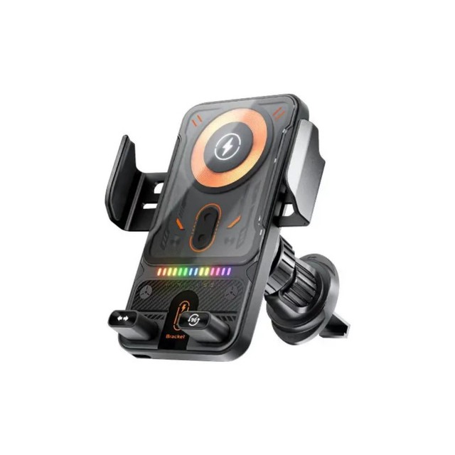 Hot Selling 15W Wireless Fast Charging Car Phone Holder Seven-color Indicator Light 360 Rotatable Air Vent Mount 4-6.9"