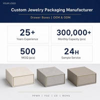 Caja de Joyería Rosa con Cajón, Tirador Dorado y Inserto de Terciopelo para Anillos y Collares, Empaque de Regalo de Lujo