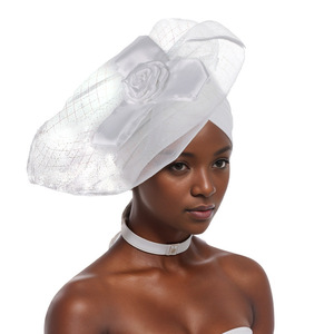 Nuevo turbante elegante exagerado con cabeza de flor grande <span class=keywords><strong>para</strong></span> mujer, gorra de fiesta, hermosos accesorios <span class=keywords><strong>para</strong></span> el cabello de boda - Product Image 4