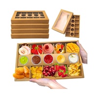 Plateau de service traiteur avec porte-sauce pour apéritifs, charcuterie, collations, desserts à emporter, pâtisseries, boîte de traiteur avec couvercle