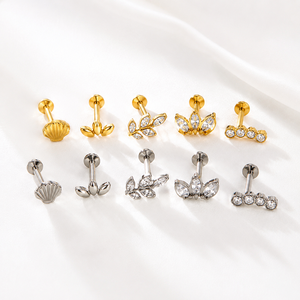 Boucles d'oreilles piercing labret vintage en titane et zircon pour mariage, fiançailles, cadeau - Product Image 3