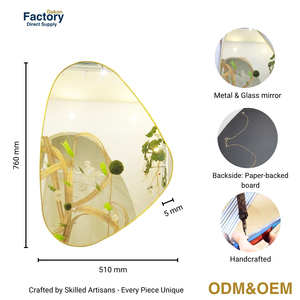 Gương treo tường lớn trang trí nhà hiện đại thủ công, khung vàng, hình dạng bất quy tắc với phong cách nghệ thuật Art Deco hữu cơ - Product Image 2