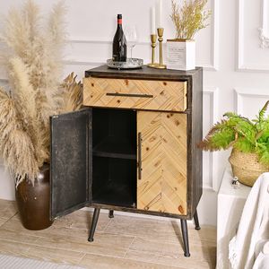 Gabinete de Almacenamiento de Madera Envejecida INNOVA, Diseño Rústico de Casa de Campo para Sala de Estar, con Asa y Patas de Metal, Duradero y Fácil de Usar - Product Image 4