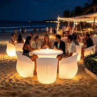 Set di Tavolo e Sedie in Plastica Luminosa LED, Mobili Impermeabili Luminosi per Spiaggia, Bar, Discoteca ed Eventi - Ricaricabili con Cambio Colore