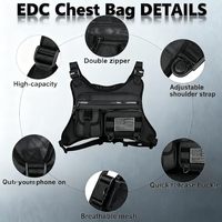 Sac de poitrine TooWang pour hommes, sac de poitrine EDC avec support de téléphone intégré, pochette de poitrine légère