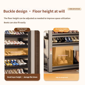 Étagère à chaussures moderne en acier <span class=keywords><strong>convertible</strong></span>, étagère en métal réglable pour le salon, la salle à manger, l'entrée, rangement - Product Image 4