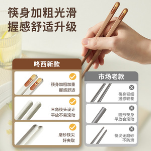 HeDou Alloy Chopsticks Round Antibacterial High Temperature Resistant Home Use Cartoon Design - Product Image 4
