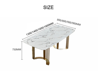 Table à manger moderne en acier inoxydable doré à la mode 6 places avec dessus en marbre pour la maison, l'hôtel, les meubles de salle à manger