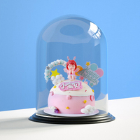 Fleur Ornement Cache-Poussière Incassable Polycarbonate En Plastique Cadeau D'anniversaire Simulé Bougie Gâteau Stand Affichage Dôme pour Mariage