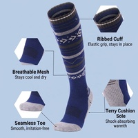 Chaussettes de ski en laine mérinos personnalisées, chaudes, antidérapantes, respirantes, épaisses, avec coussin en tissu éponge, hauteur genou