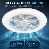 Ventilateur de plafond en métal à profil bas 22 pouces avec Wi-Fi Tuya, lumière RGB d'ambiance, haut-parleur, application intelligente, moteur DC, télécommande moderne pour hôtel