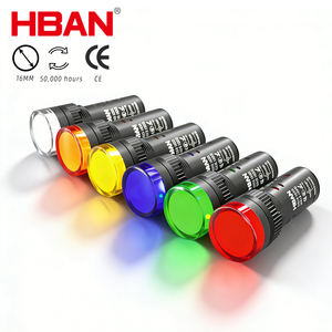 مصابيح إشارة LED صناعية بلاستيكية مقاومة للماء من مصنع HBAN، طراز AD16-16DS، 16 مم، لوحة معدات PLC، مصباح إشارة LED بجهد 24 فولت - Product Image 1