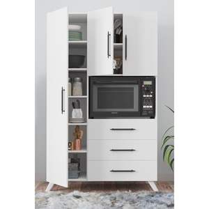 Moderno Mueble de Cocina con 3 Puertas y 3 Cajones, Color Blanco Mate, Panel de MDF y Madera Sólida, con Compartimento para Horno - Product Image 2