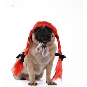 Perruque de costume de chien à double queue de cheval personnalisée pour l'été, ruban papillon, accessoires pour animaux de compagnie pour les fêtes, pour chats et chiens - Product Image 5