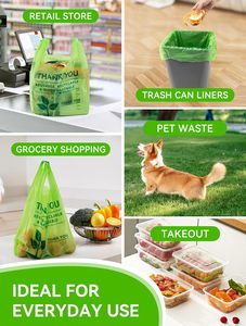 ถุงพลาสติกแบบเสื้อยืด ย่อยสลายได้ เป็นมิตรกับสิ่งแวดล้อม ปรับแต่งได้ มีหูหิ้วสะพายไหล่ ใช้สำหรับใส่ขยะ ขอบคุณ ใช้สำหรับซื้อของชำ - Product Image 6