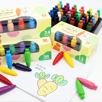 Crayons en gros personnalisés en forme de carotte, multicolores, non toxiques, lavables, pour la papeterie des enfants