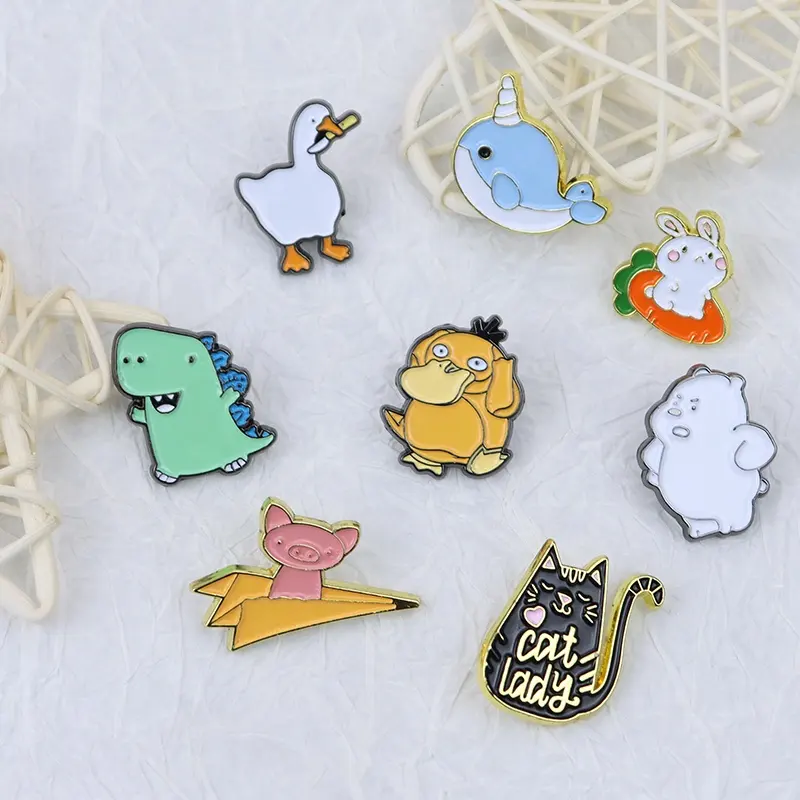 Custom Kawaii Metal Crafts Children Favorite Gifts Badges Pin Animals Cute Cartoon Brooches Hat Lapel Anime Soft Enamel Pin