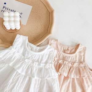 Completo estivo per <span class=keywords><strong>neonato</strong></span> in <span class=keywords><strong>cotone</strong></span> senza maniche in legno, pantaloni per pane a lanterna, completo a due pezzi per bambina - Product Image 5