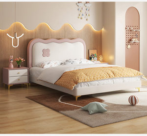<span class=keywords><strong>Lit</strong></span> pour tout-petits en bois <span class=keywords><strong>de</strong></span> style français, couleur crème, avec nœud et ondulations artistiques, pour garçons et filles, mobilier <span class=keywords><strong>de</strong></span> chambre confortable pour princesse - Product Image 1