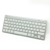 HT ABS Keyboard Mini Laptop, tata letak Qwerty logam Keyboard Mini nirkabel gigi biru untuk Laptop