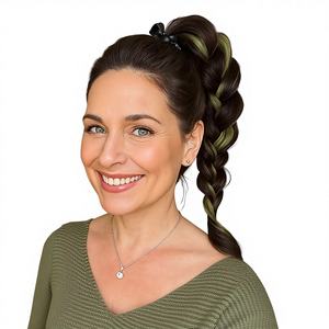 Lot de 2 extensions de cheveux tressées bouclées/ondulées, chignon élastique, postiches épaisses pour queue de cheval, 35 cm, pour femme (rouge bordeaux) - Product Image 1