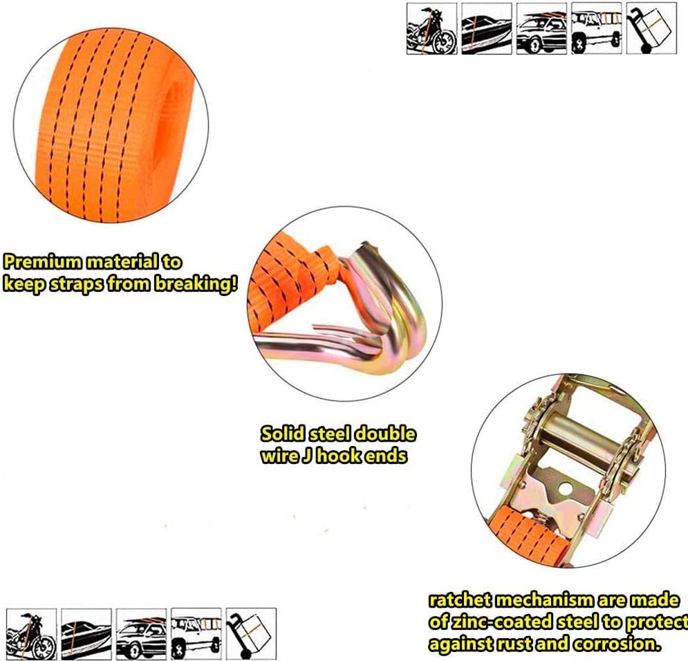 Сверхпрочные трещотки, 2 упаковки, 1,5 дюймов, 20 футов, с двойным крючком