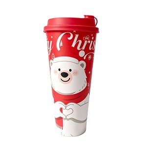 Ready to Ship IML Christmas <b>Plastic</b> <b>Cups</b> 16oz 24oz Injection PP Milk Tea <b>Cups</b> 500ml 700ml 5 Mixed Patterns Holiday Juice <b>Cups</b> - Product Image 3