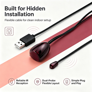 สายเคเบิล IR IFA02, ตัวขยายสัญญาณ IR แบบ USB หัววัดคู่, แบบเสียบใช้งานได้ทันที, ติดตั้งแบบซ่อนสำหรับทีวี, กล่องรับสัญญาณ, สายเคเบิล IR สำหรับโปรเจคเตอร์ - Product Image 3