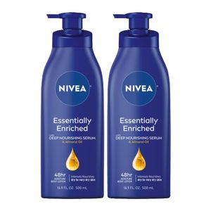 لوشن الجسم Essentially Enriched من <span class=keywords><strong>NIVEA</strong></span> للبشرة الجافة، 200 مل، زبدة جسم مبيّضة بقاعدة الحليب في عبوة زجاجات بمضخة - Product Image 1