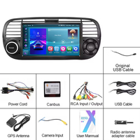 Autoradio Android Podofo 7 pouces 2+64 Go, CarPlay sans fil, Android Auto, compatible avec Fiat 500 2007-2015, GPS, WiFi, double USB, FM, RDS