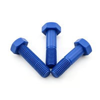 Vis hexagonale externe en acier inoxydable avec revêtement PTFE bleu, filetage total ou partiel, résistante à la corrosion, fixation de connexion, DIN933