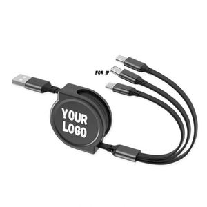 Câble de données liquide 3-en-1 personnalisé avec logo publicitaire, charge rapide 3A, câble de charge télescopique à trois embouts - Product Image 1