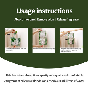 Sachets <span class=keywords><strong>d</strong></span>éshumidificateurs suspendus 230G, absorbeurs <span class=keywords><strong>d</strong></span>'<span class=keywords><strong>humidité</strong></span> au chlorure de calcium pour sous-sol, armoire et placard - Product Image 3