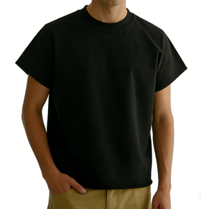 T-shirt personnalisé pour homme, logo de marque, épais, de haute qualité, personnalisé, 100% coton, col rond, blanc - Product Image 1