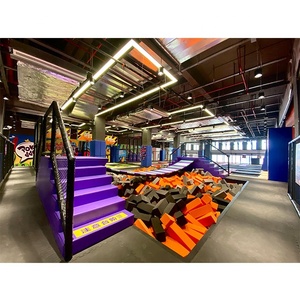 Attractions de parc de trampolines commercial Pokiddo avec pont suspendu intérieur, fosse à mousse et jeux - Product Image 5
