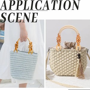 Sac à main vintage europé<span class=keywords><strong>en</strong></span> et américain <span class=keywords><strong>en</strong></span> <span class=keywords><strong>cuir</strong></span> PU imperméable avec accessoires perlés, poignée <span class=keywords><strong>en</strong></span> perles de bois, sac à main tissé DIY - Product Image 3