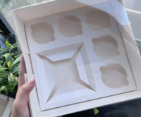 Cajas de Plástico Transparente Blancas al por Mayor para Cupcakes con Tapa Transparente de PVC, Caja de Regalo para Pasteles, Caja Blanca para Cupcakes