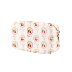 Nylon Cherry <b>Bow</b> Makeup Organizer Bags Custom Printed Travel Storage Women Toiletry Bag Waterproof Zipper <b>Large</b> Cosmetic Pouches - Product Image 5