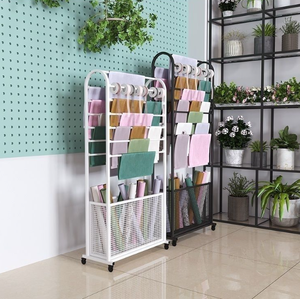 Présentoir de stockage d'étagère de produit de magasin floral moderne nouveaux rubans de papier d'emballage de fleur sur pied cordes de satin colorées - Product Image 5