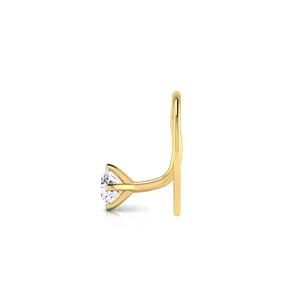 Anneau de nez en diamant solitaire cultivé en laboratoire 14K or jaune bijoux de mariée traditionnels prix d'usine diamant taille ronde - Product Image 6