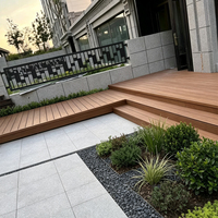 Lantai Luar Ruangan Komposit WPC Modern, Anti Air, untuk Taman, Dek Padat Sistem Interlocking Dual Lock, Cocok untuk Kolam Renang