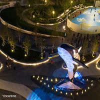 Sculpture d'Orca Géante Vincentaa, Statue de Baleine Tueuse Noire et Blanche, Art Public Extérieur pour Parc et Aménagement Paysager