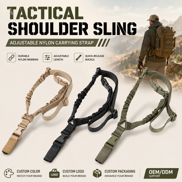 Hunting Tactical Shoulder Strap Sling Outdoor Fan American Style Nylon Tactical Carrying Strap Webbing With Metal