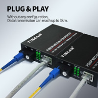 Convertisseur de média Gigabit à fibre optique TiNCAM (OEM/ODM) pour FTTH, 10M/100M/1000M/3KM/20KM, fibre simple mode (SM) SC/RJ45