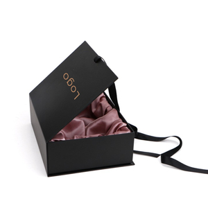 Embalaje de regalo plegable de cartón personalizado para pelucas, caja de cinta negra de lujo, cajas de Peluca de pelo forrado de satén con logotipo - Product Image 4