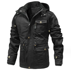 Giacca Casual in cotone di media lunghezza giacca a vento da <span class=keywords><strong>uomo</strong></span> giacca Parka in <span class=keywords><strong>pile</strong></span> spessa lavata <span class=keywords><strong>con</strong></span> <span class=keywords><strong>cappuccio</strong></span> staccabile - Product Image 5