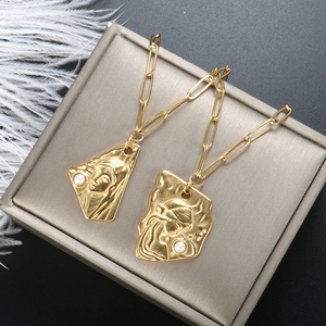 Joyería de moda, joyería minimalista chapada en oro de 18 quilates, colgante de forma Irregular, collar de cadena gruesa para mujer