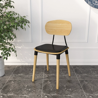 Chaise de salle à manger classique en bois avec pieds en bois, panneau en contreplaqué, ensemble table et chaises de restaurant