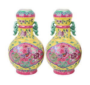 Vase à fleurs en céramique Famille Rose peint à la main chinois Vase en porcelaine de Chine poterie en céramique décorative antique - Product Image 1