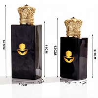 Flacon de parfum noir mat avec bouchon couronne 30ml 50ml 100ml, flacon de parfum vide en verre avec pulvérisateur à sertir et emballage avec logo en feuille d'or